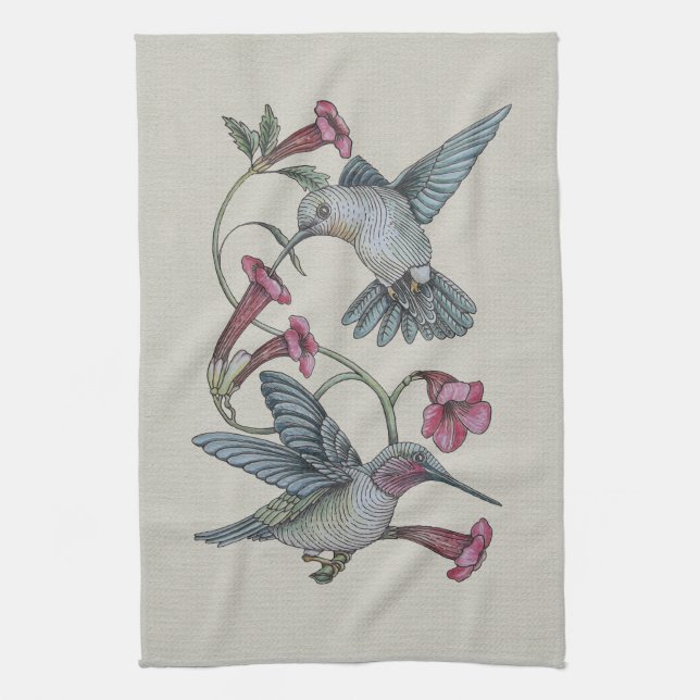 Hummingbirds & Vine Towel (Vertical)