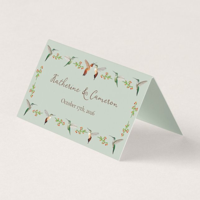 Hummingbirds Wedding Place Cards (Back)