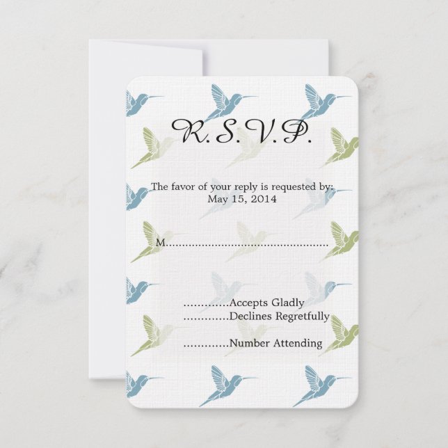 Hummingbirds Wedding RSVP Card (Front)