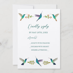 Hummingbirds Wedding RSVP Invitation
