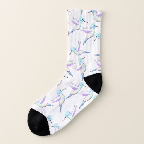 Hummingbirds with iridescent feathers socks