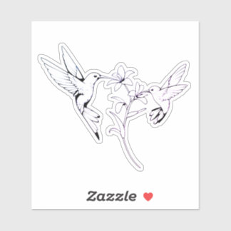 Hummingbirds with lilly flower sticker