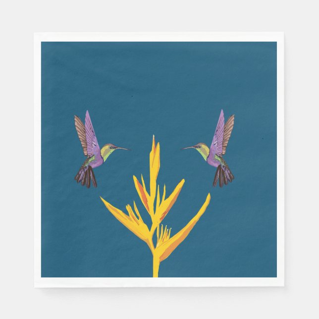 Hummingbirds Yellow Flower Napkins (Front)