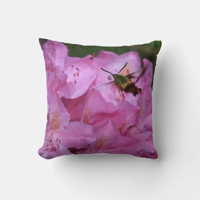 Hummmingbird Moth Throw Pillow (Front)