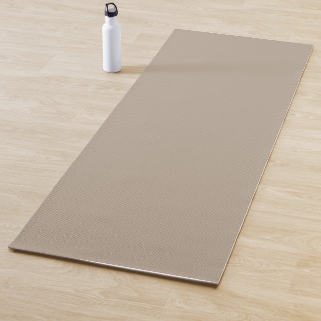 Hummus Beige, Light Brown Neutral Solid Color Yoga Mat (In Situ)