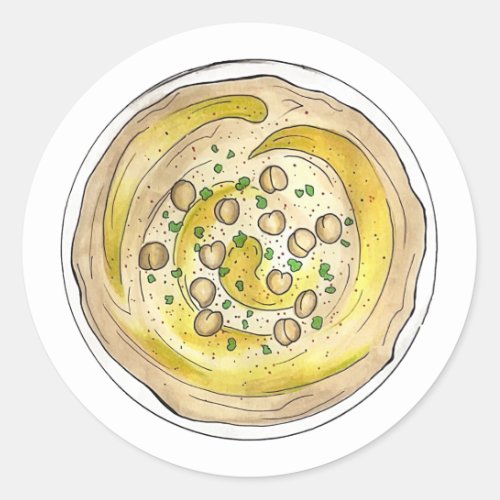 Hummus Houmous Mediterranean Middle Eastern Food Classic Round Sticker
