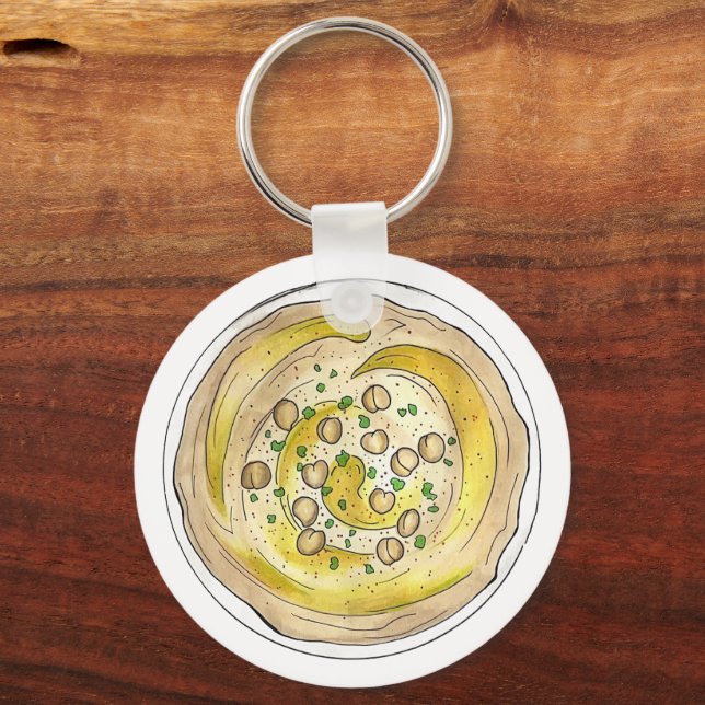 Hummus Houmous Mediterranean Middle Eastern Food Keychain (Front)