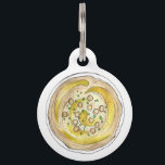 Hummus Houmous Mediterranean Middle Eastern Food Pet ID Tag<br><div class="desc">Design features an original food-themed marker illustration of a delicious bowl of hummus (houmus, hommus) a dip made from chickpeas (garbanzo beans) and tahini, and popular in Mediterranean and Middle Eastern cuisines. This meze (dip) is often accented by olive oil, garlic, lemon, or pine nuts, and served alongside pita bread...</div>