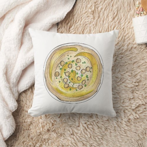 Hummus Houmous Mediterranean Middle Eastern Food Throw Pillow