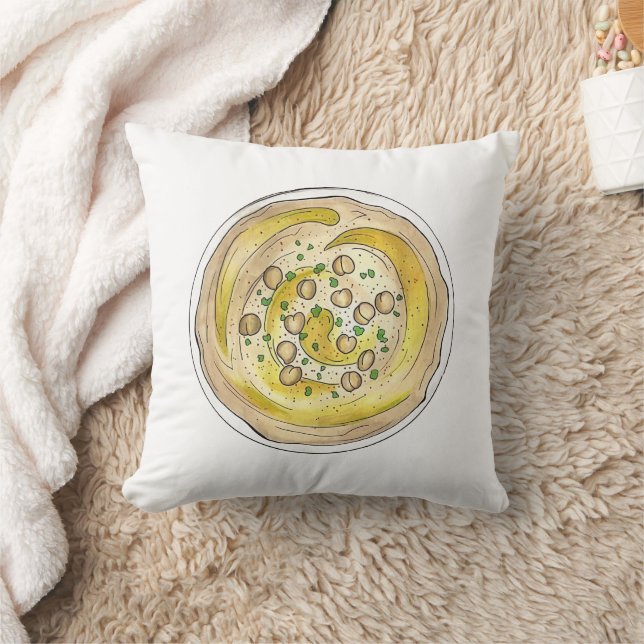 Hummus Houmous Mediterranean Middle Eastern Food Throw Pillow (Blanket)
