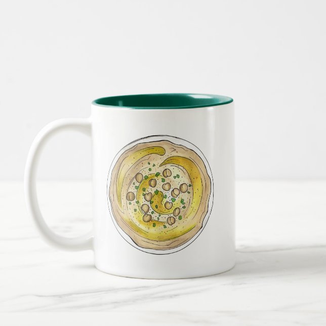 Hummus Houmous Mediterranean Middle Eastern Food Two-Tone Coffee Mug (Left)