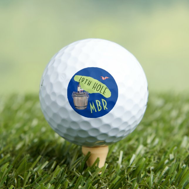Humor 19TH Hole Wine Time Putt Initials Golf Balls (Insitu Tee)