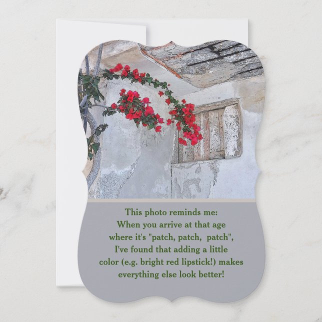 HUMOR ABOUT GETTING OLDER/RED FLOWERS/OLD BUILDING (Front)