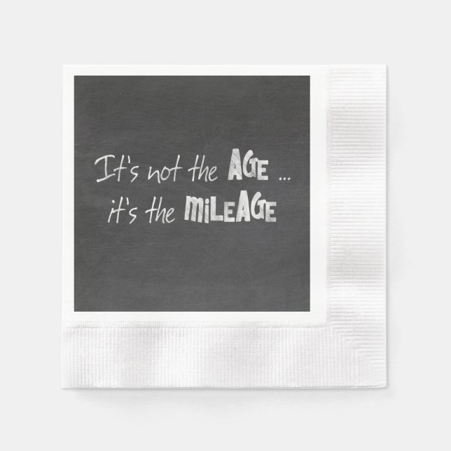 Humor about old age on chalkboard paper napkins (Front)