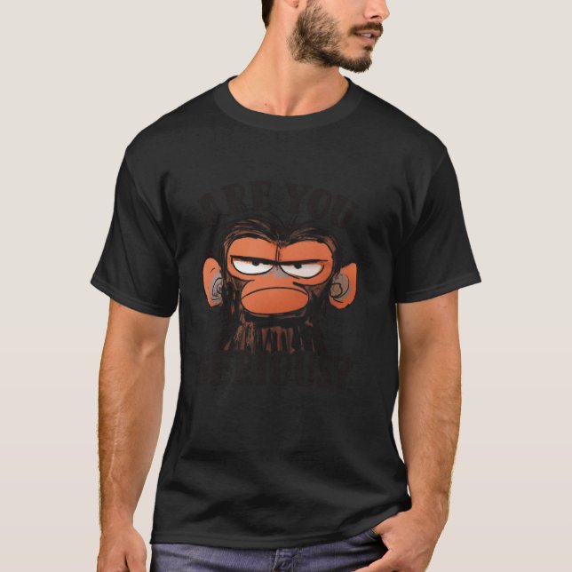 Humor Are You Serious Grumpy Funny Monkey Meme T-Shirt (Front)