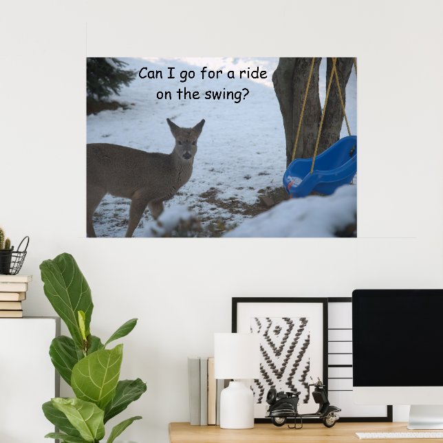 Humor Baby Buck Snow Blue Baby Swing Poster (Home Office)