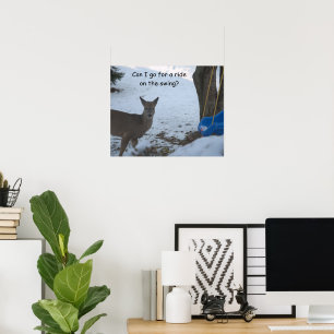 Humor Baby Buck Snow Blue Baby Swing Poster