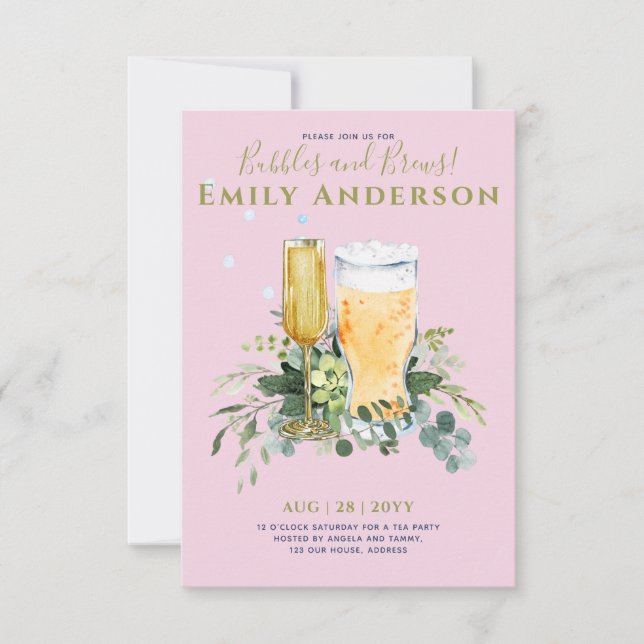 Humor Bubbles n Brews Beer Champers Bridal Shower  (Front)