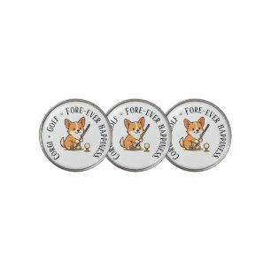 Humor 'Corgi + Golf = Fore-ever Happiness' Fun Joy Ball Marker