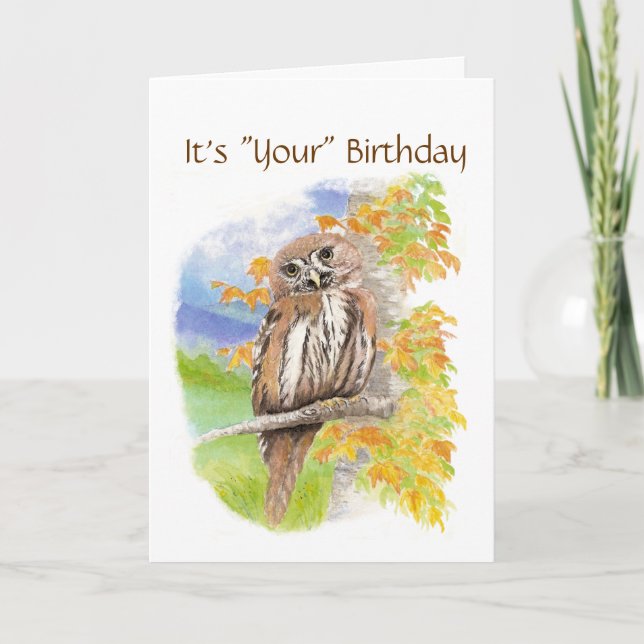 Humor,  Cute Owl "Give a Hoot"  Birthday Card (Front)