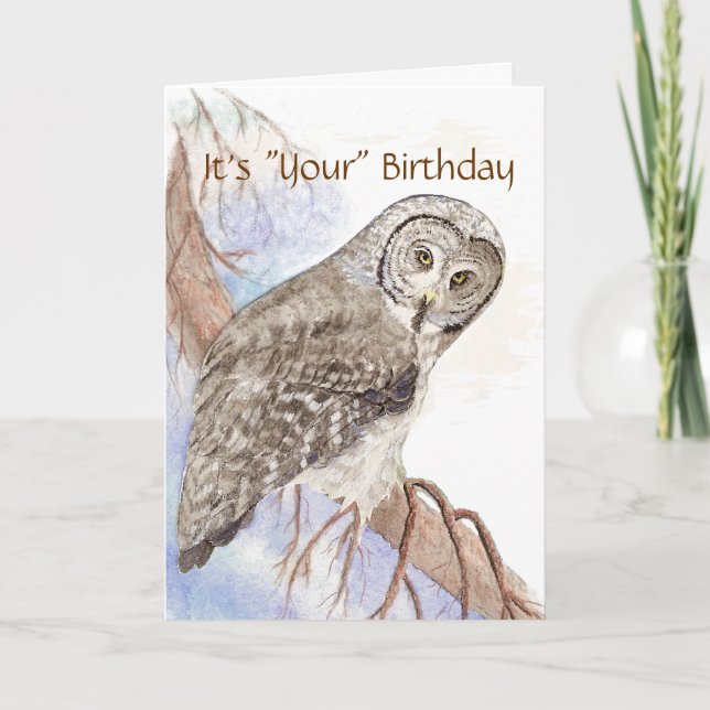 Humor,  Cute Owl "Give a Hoot"  Birthday Card (Front)