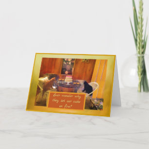 Humor Family Cats Setting the cake "on fire" Holiday Card