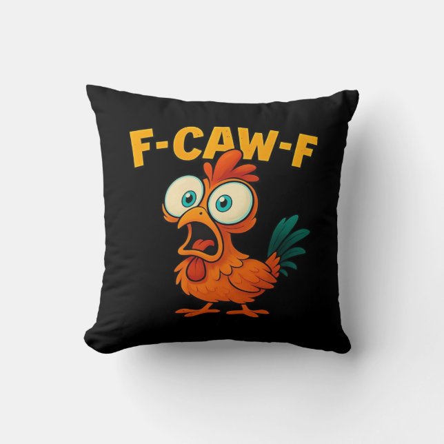 Humor Funny Crow F-Caw-F Gothic Throw Pillow (Front)