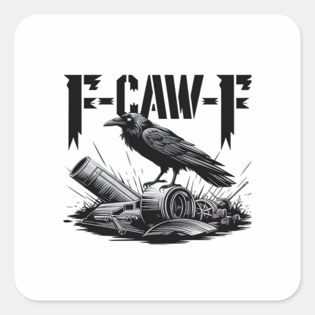 Humor Funny F Caw F Gothic Crow Aesthetic Square Sticker (Front)