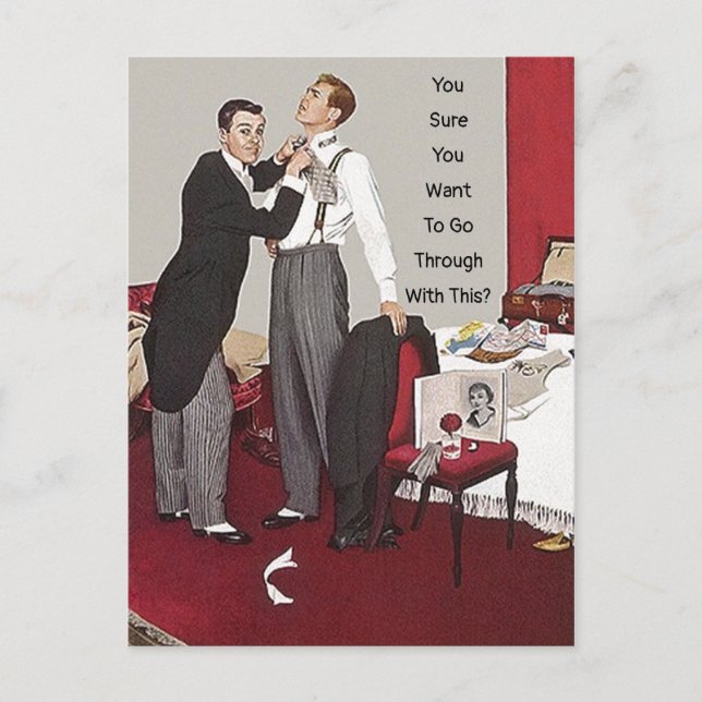 Humor Funny LOL cold feet w/ marriage run away Holiday Postcard (Front)
