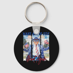 Humor Funny Trump Make 4th Of July Great Again Men Keychain