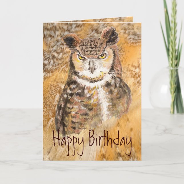Humor Great Horned Owl - Wild & Crazy Friend Card (Front)