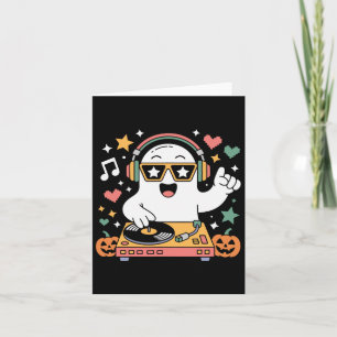 Humor Halloween Ghost Dj With Turntable Music Cost Card