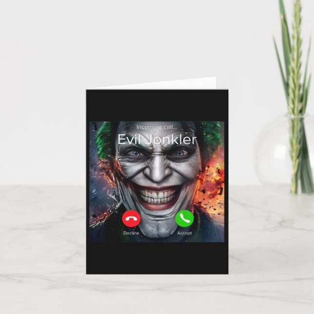 Humor Horror Incoming Call From Evil Jonkler Hallo Card (Front)