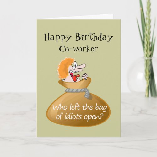 Humor Idiot Free Birthday for your Co_worker Card