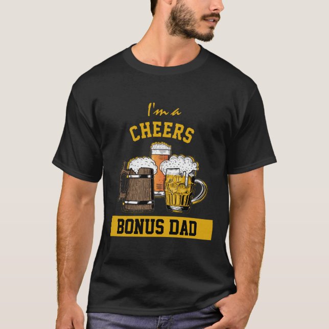 Humor I'M A CHEERS BONUS DAD Black T-Shirt (Front)