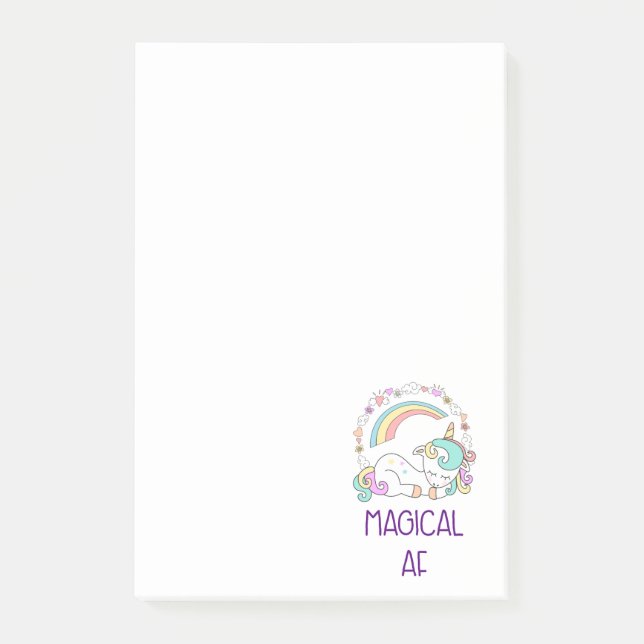 Humor - Magical AF. Unicorn, Rainbow & Cute Stuff Post-it Notes (Front)
