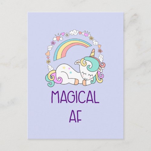 Humor _ Magical AF Unicorn Rainbow  Cute Stuff Postcard