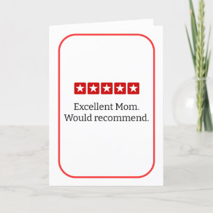 Humor mother's day card Best mom 5 star mother