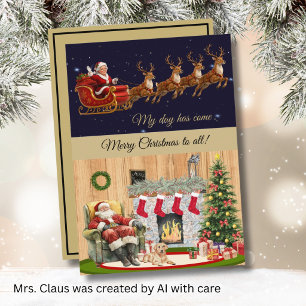 *Humor Mrs. Santa Claus on Christmas Eve Holiday Card