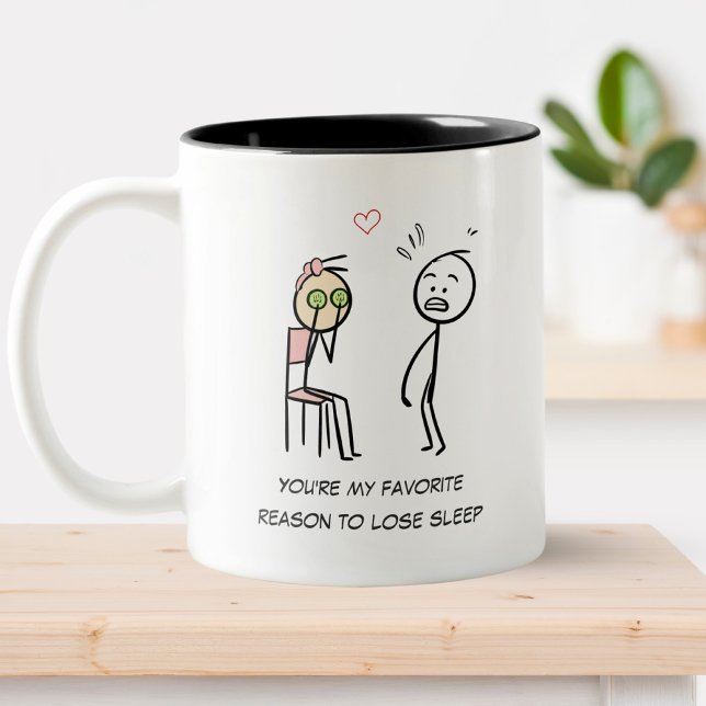 Humor Quote Facial Funny Valentines Day Stickman Two-Tone Coffee Mug (Creator Uploaded)
