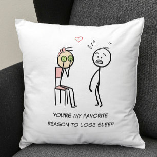 Humor Quote Stickman Facial Funny Valentines Day Throw Pillow