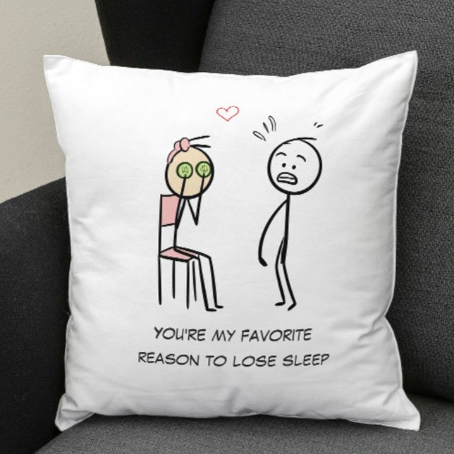 Humor Quote Stickman Facial Funny Valentines Day Throw Pillow (Creator Uploaded)