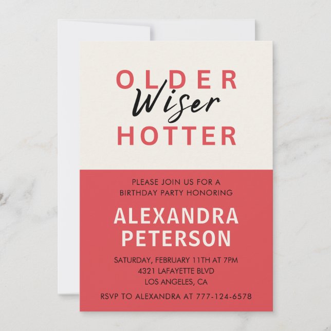 Humor Red 82nd birthday Invitation (Front)