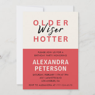 Humor Red Older Wiser Hotter 94th birthday Invitation
