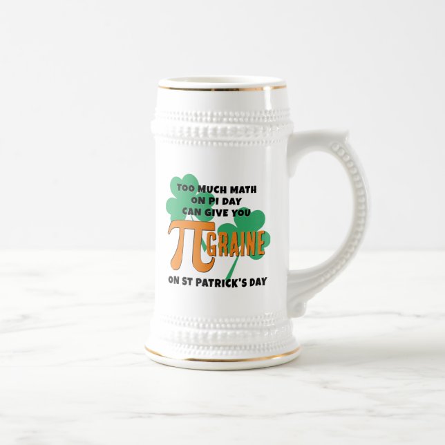 Humor St Patrick's Day Pi Day Math Monogram Beer Stein (Right)