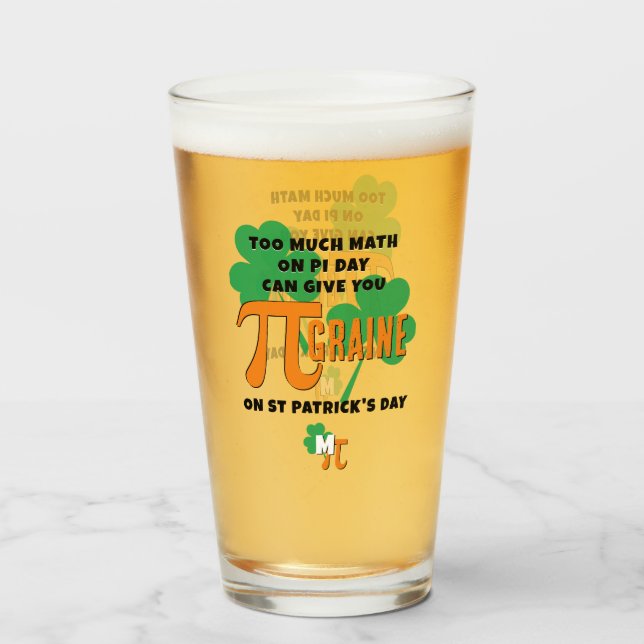 Humor St Patrick's Day Pi Day Math Monogram Glass (Front Filled)