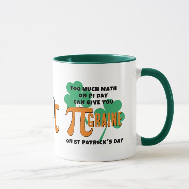 Humor St Patrick's Day Pi Day Math Monogram Mug (Right)