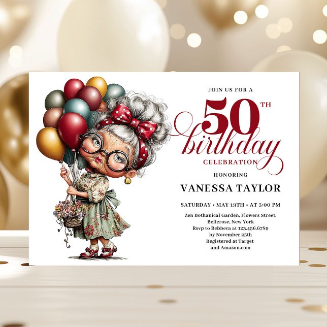 Humor style fifty birthday woman fun celebration invitation (Humor style fifty birthday woman fun celebration)