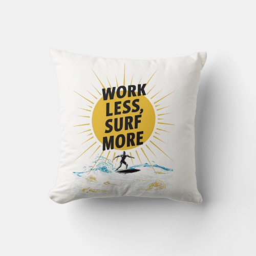 humor surfing throw pillow