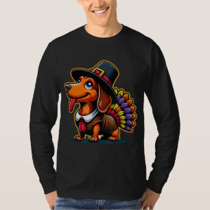 Humor Thanksgiving Turkey Weiner Dachshund Dog T-Shirt